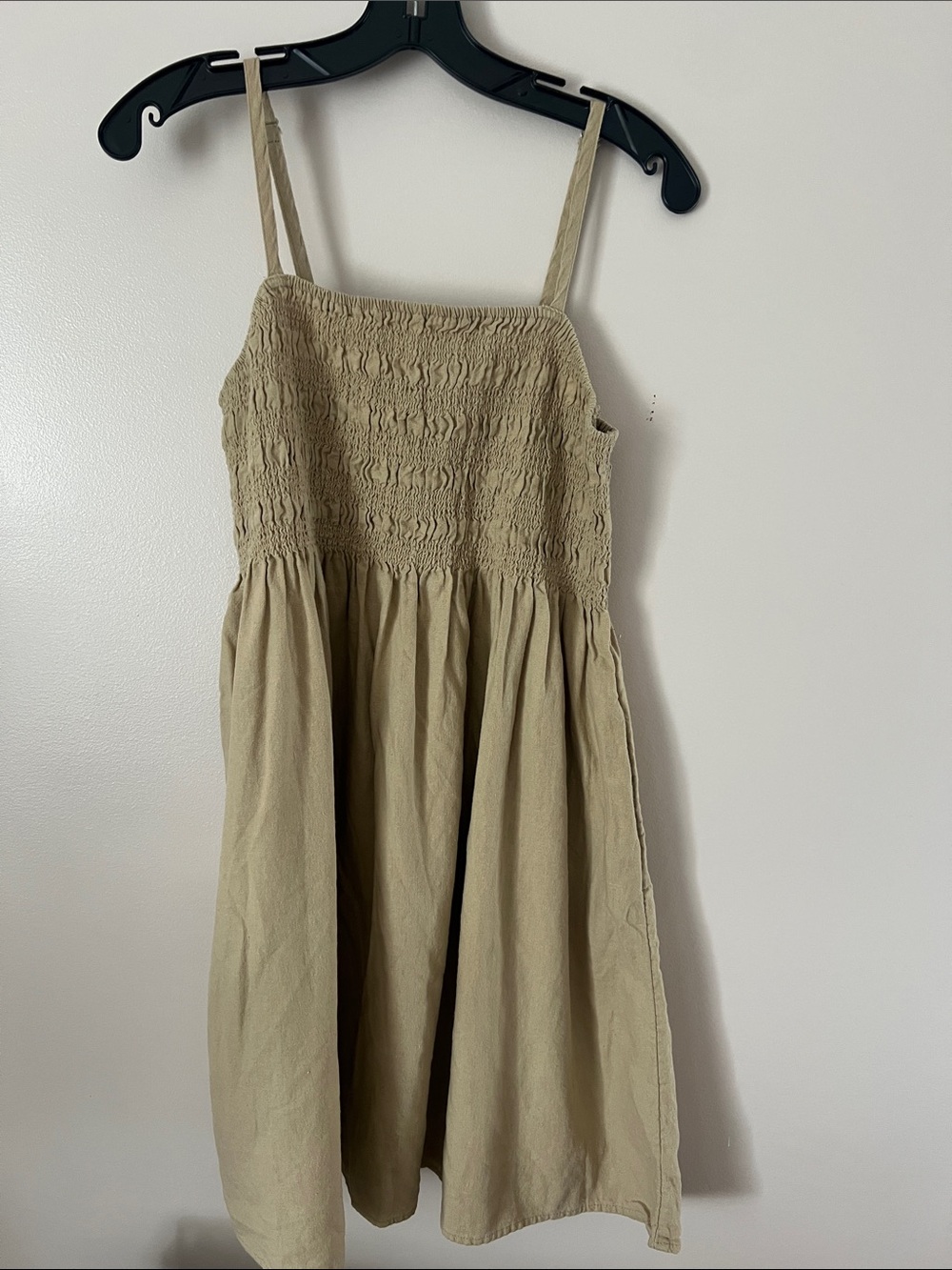 Smocked Casual Sundress in Beige - Picture 2 of 6
